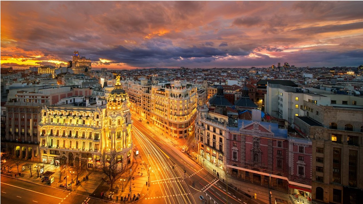 still image of the city nightlife in madrid